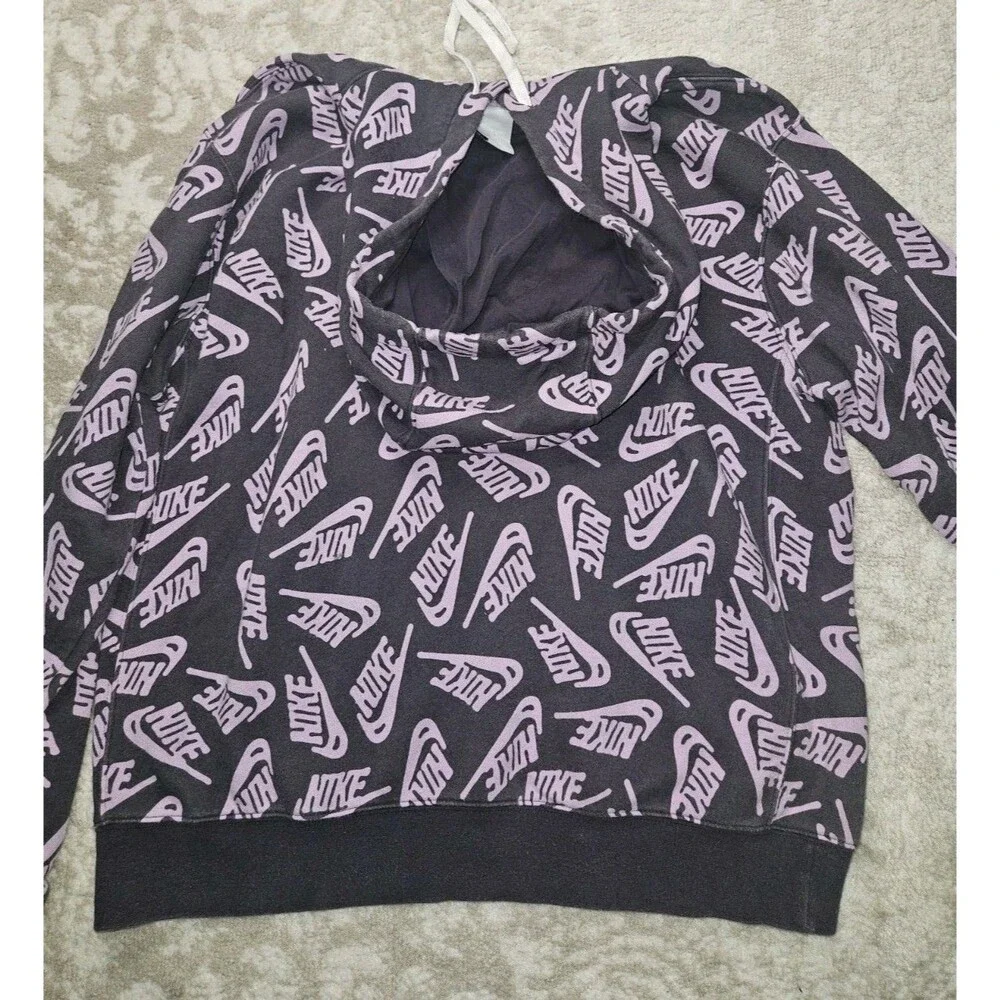 Nike Men’s Purple/Black Pullover Hoodie M Cotton Fleece Graphic Logo Print